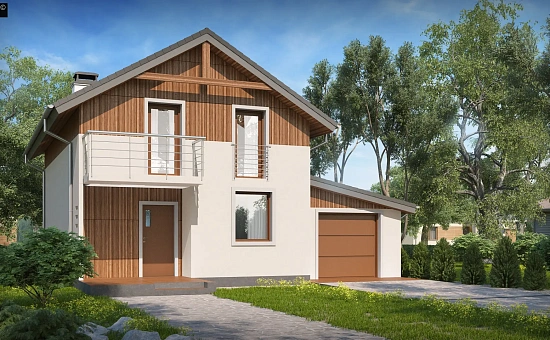 Зеркальное отображение проекта Z38 с гаражом с правой стороны.