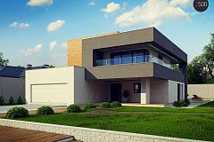 Современный двухэтажный дом с большой площадью остекления.