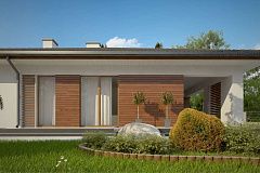 Стильный одноэтажный дом с комфортной крытой террасой