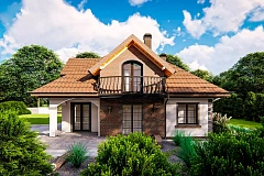 Классический мансардный дом с балконами.