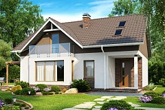 Проект дома с мансардным этажом, измененный под каркасную технологию строительства