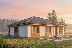 Лаконичный одноэтажный коттедж с четырьмя спальнями.
