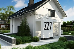 Проект оригинального двухуровневого современного дома без гаража.