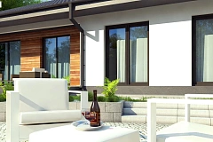 Одноэтажный комфортный дом с окнами в пол