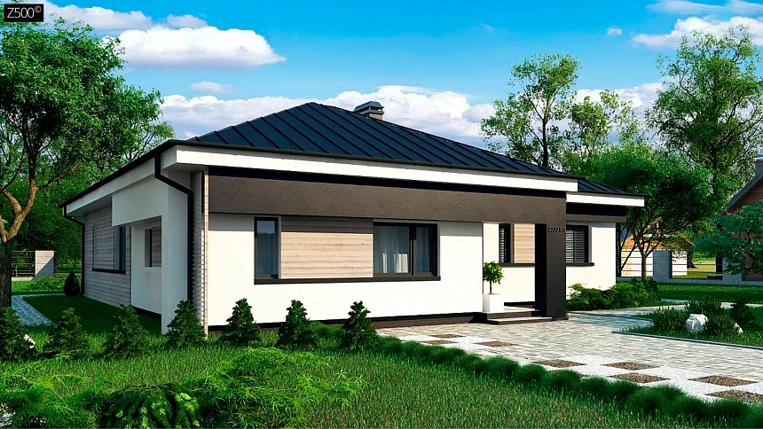 Версия одноэтажного дома Z200BG без гаража с измененной планировкой