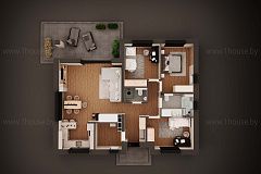 Одноэтажный дом с 3мя спальнями.