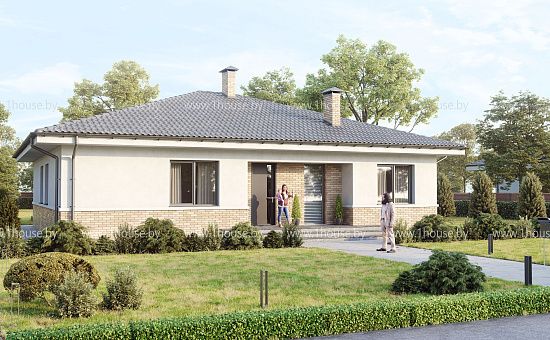 Одноэтажный дом с просторной террасой и 4мя спальнями.