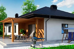 Вариант одноэтажного дома Z176 с гаражом справа на одну машину.