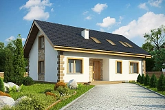 Классический мансардный дом с двускатной кровлей и 5 комнатами.