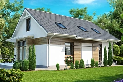 Функциональный дом с кабинетом на первом этаже, удобный для участка с южным въездом.