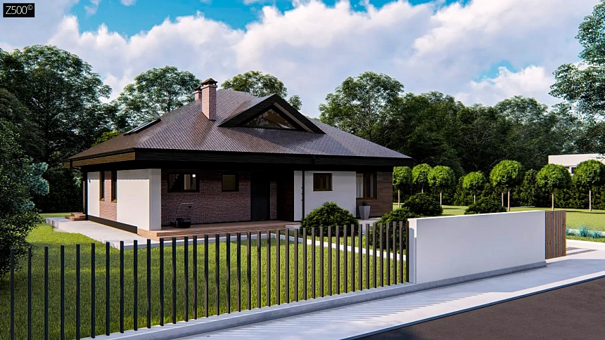 Комфортный одноэтажный дом с мансардой