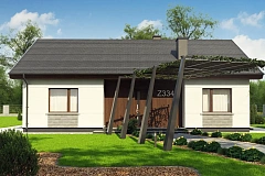 Проект уютного одноэтажного дома с двускатной кровлей