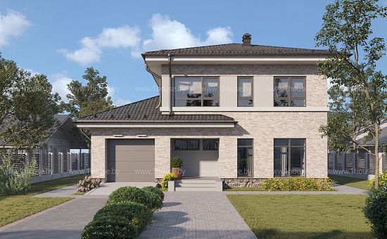 Двухэтажный дом с гаражом. 