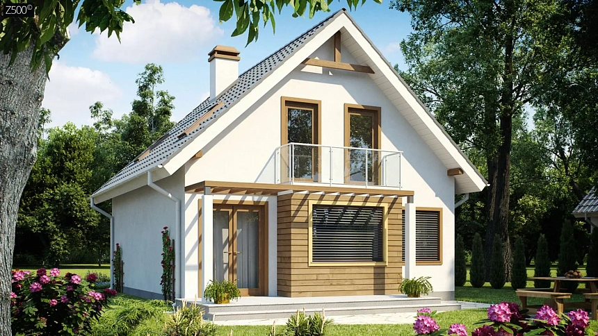 Просторный дом в&nbsp;&nbsp;традиционном стиле с эркером, выполнен под каркасную технологию.