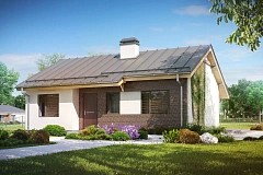 Простой и недорогой в строительстве одноэтажный дом небольшой площади.