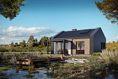 Компактный одноэтажный дом с 2умя спальнями.