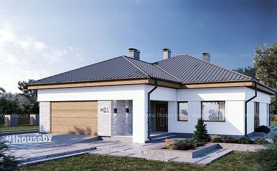 Одноэтажный дом с гаражом и 3мя спальнями.