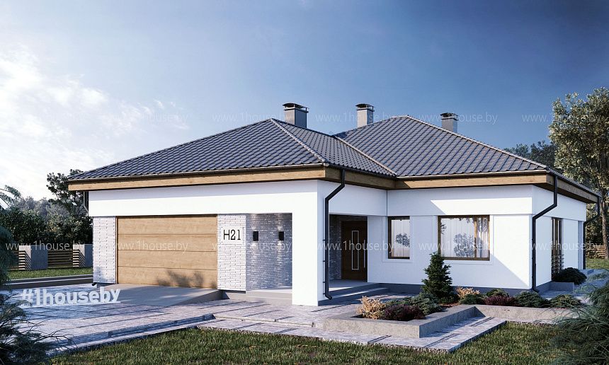 Одноэтажный дом с гаражом и 3мя спальнями.