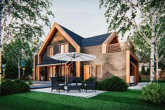 Современный мансардный дом с оригинальной отделкой для большой семьи