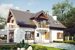 Проект функционального уютного дома с мансардными окнами и оригинальной отделкой&nbsp;&nbsp;фасадов.