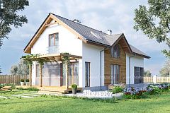 Мансардный дом с 4мя комнатами, для узкого участка. 