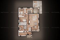 Одноэтажный дом с 4 комнатами.