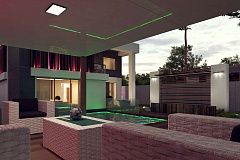 Проект дома в современном стиле с большими площадями остекления