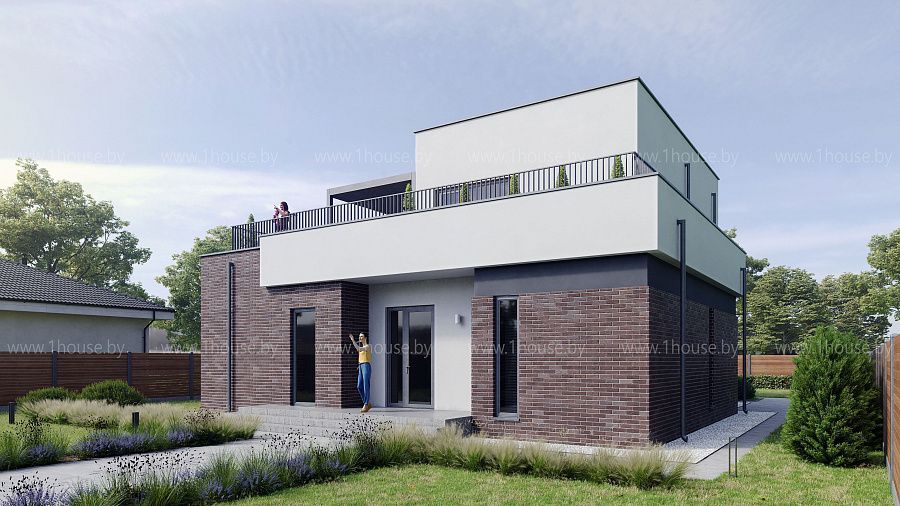 Двухэтажный дом с эксплуатируемой террасой