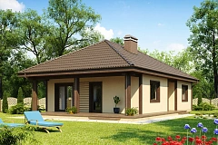 Проект компактного функционального дома с боковой террасой.