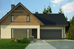 Стильный и аккуратный мансардный дом с гаражом для двух машин.
