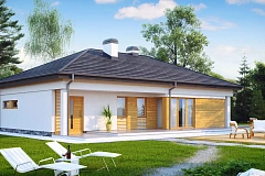 Проект функционального одноэтажного дома с боковым гаражом на два автомобиля