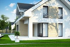 Аккуратный мансардный коттедж с гостевой спальней на первом этаже