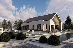 Современный проект с двускатной крышей