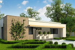 Современный комфортабельный одноэтажный дом с функциональным интерьером и уютной террасой.