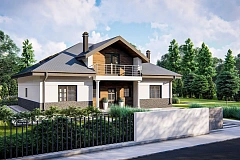 Комфортный проект дома с балконом на мансардном этаже