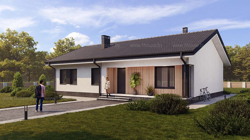 Одноэтажный дом с 2умя спальнями.