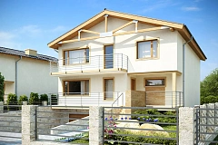 Проект выгодного и практичного двухэтажного дома с подвальным помещение, с дополнительной комнатой на первом этаже.