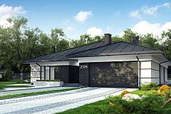 Проект одноэтажного дома с гаражом на две машины