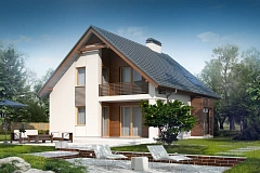 Традиционный дом с дополнительной комнатой на первом этаже и эркером в обеденной зоне.