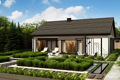 Практичный одноуровневый дом без гаража с современным экстерьером.