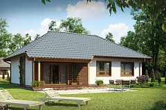 Проект практичного одноэтажного дома в традиционном стиле.