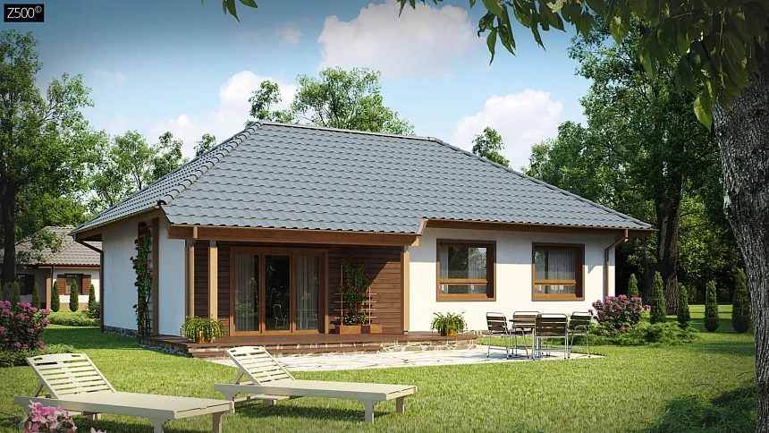 Проект практичного одноэтажного дома в традиционном стиле.