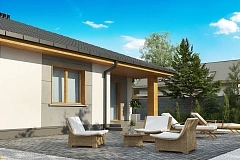 Одноэтажный коттедж с четырьмя спальнями