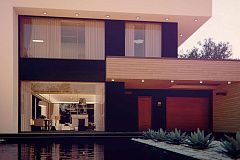 Двухэтажный дом в строгом современном стиле, со спортивным залом на первом этаже