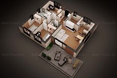 Одноэтажный дом с 3мя спальнями.