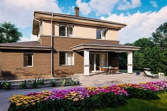 Вариант двухэтажного дома Zz11k+ c плитами перекрытия