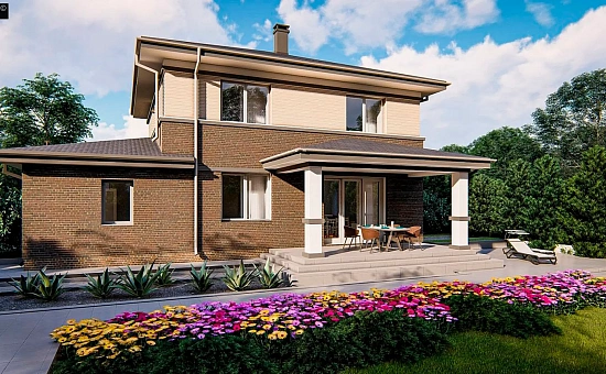 Вариант двухэтажного дома Zz11k+ c плитами перекрытия