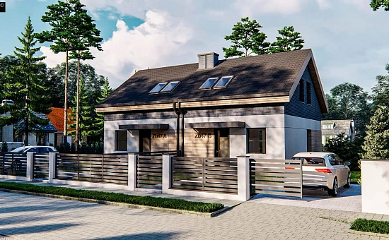 Компактный двухсемейный дом с тремя спальнями на мансарде