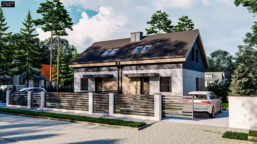 Компактный двухсемейный дом с тремя спальнями на мансарде