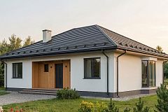 Одноэтажный дом с 4ёхскатной кровлей и 3мя спальнями. 